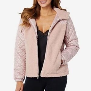Kate Spade Light Pink Mixed Media Hooded Quilt Coat | Size S